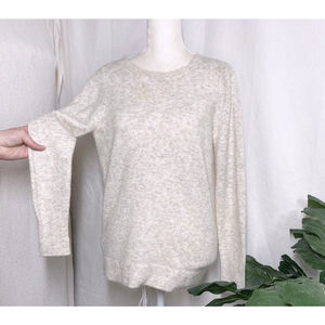 Loft Fuzzy White Open Back Sweater Long Sleeve Cream Color Soft Material